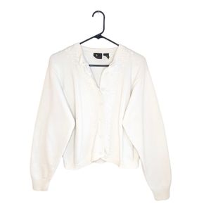 Vintage 90s  Coquette Girl Embroidered Cropped Cardigan